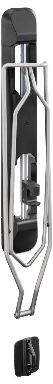 Un module de porte-bagages de vélo noir et argenté au design élégant. Adapté pour une installation sur les cadres de vélo.