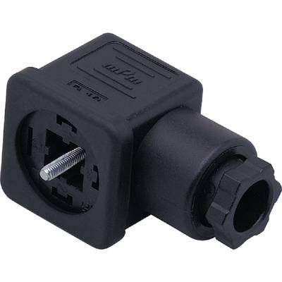 Un adaptateur électrique noir avec des contacts visibles, adapté aux applications industrielles ou électroniques.
