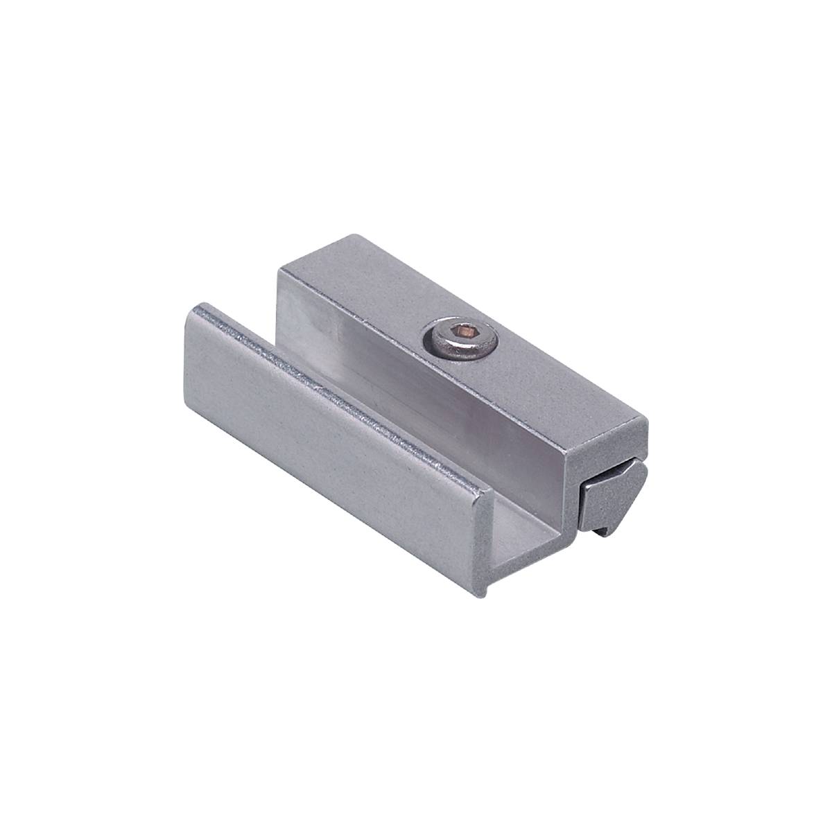 Adaptateur de caméra en métal sur fond noir, forme rectangulaire avec un mécanisme de vis pour la fixation sur un boîtier d'appareil photo.
