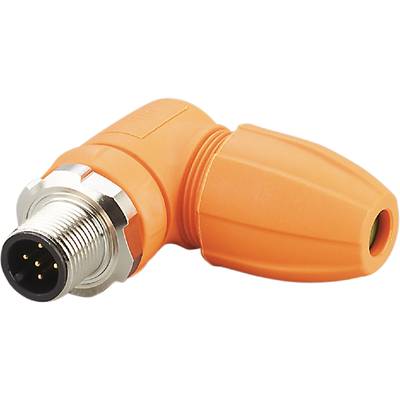 Un raccord de tuyau orange avec un filetage métallique, pris en gros plan. Le raccord est robuste et convient aux tuyaux d'arrosage.