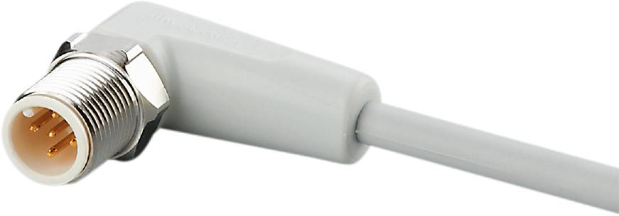Un câble USB blanc aux bords arrondis, avec un boîtier lisse, représenté en gros plan.