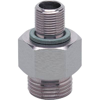 Un écrou ou une vis hexagonale en argent avec un joint d'étanchéité vert.