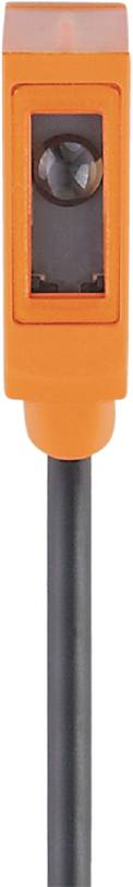 Une forme orange et blanche qui ressemble à la partie supérieure d'un objet est posée sur une tige cylindrique noire.