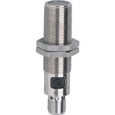Capteur métallique cylindrique avec filetage et écrous hexagonaux, probablement destiné à des applications industrielles ou à la construction mécanique.