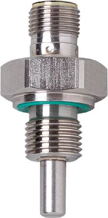 Capteur métallique fileté avec joint d'étanchéité. Utilisé dans les machines pour mesurer la température et la pression.