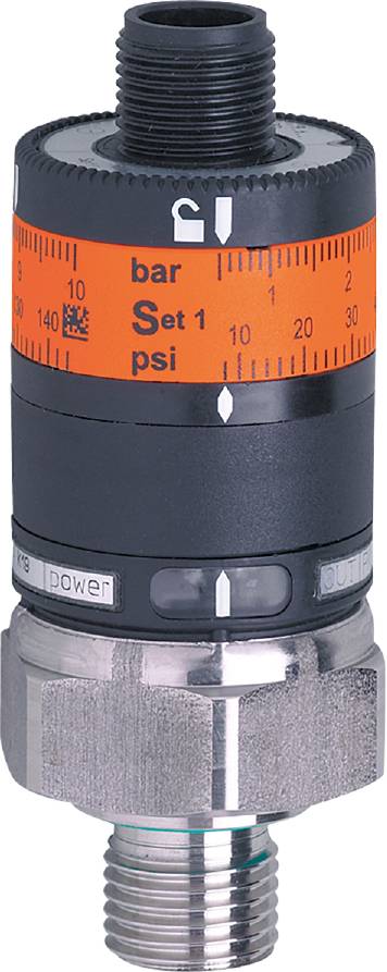 Affichage d'un régulateur de pression. Échelle de 0 à 30 psi, actuellement réglé à 10 psi. Zone orange pour l'ensemble 1.