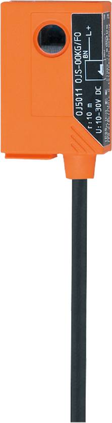 Une flèche orange pointe vers la gauche, montée sur une tige noire, sur un fond neutre.