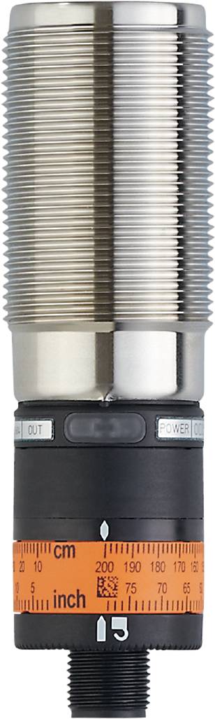 Un cylindre métallique avec un anneau noir à la base, étiqueté 'OUT' et 'POWER'.