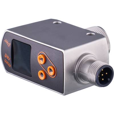 Un appareil électronique rectangulaire avec un écran et trois touches orange. Il possède un connecteur cylindrique sur la droite.