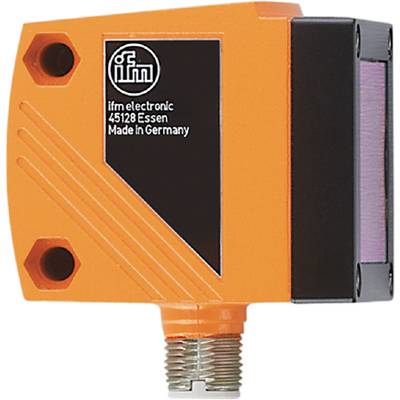Un capteur industriel orange de la marque ifm, modèle 45128 Essen, 'Made in Germany', avec une étiquette noire et des vis de connexion.