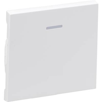 Un interrupteur carré blanc avec une fine bande LED horizontale dans sa moitié supérieure.