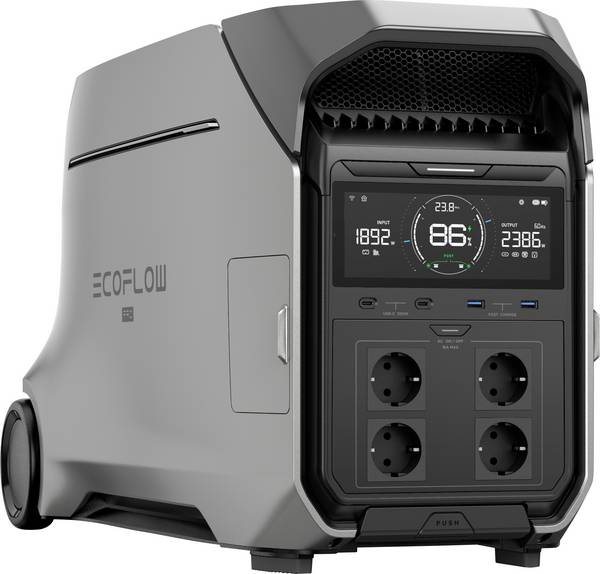 ECOFLOW Delta Pro 3 Batterie externe LiFe noir, gris avec régulateur de charge