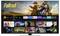 Un écran de télévision affiche l'interface de streaming avec différents choix de films et séries, dont 'Fallout', 'Ted Lasso' et 'Jack Ryan'.