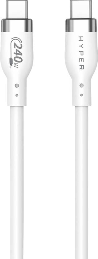 Câble USB-C, blanc, avec inscription 240W. Adapté pour une charge rapide et un transfert de données.