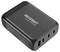 Chargeur Voltcraft noir avec trois ports USB, dont un port USB-C Power Delivery. Marquages sur la partie supérieure.