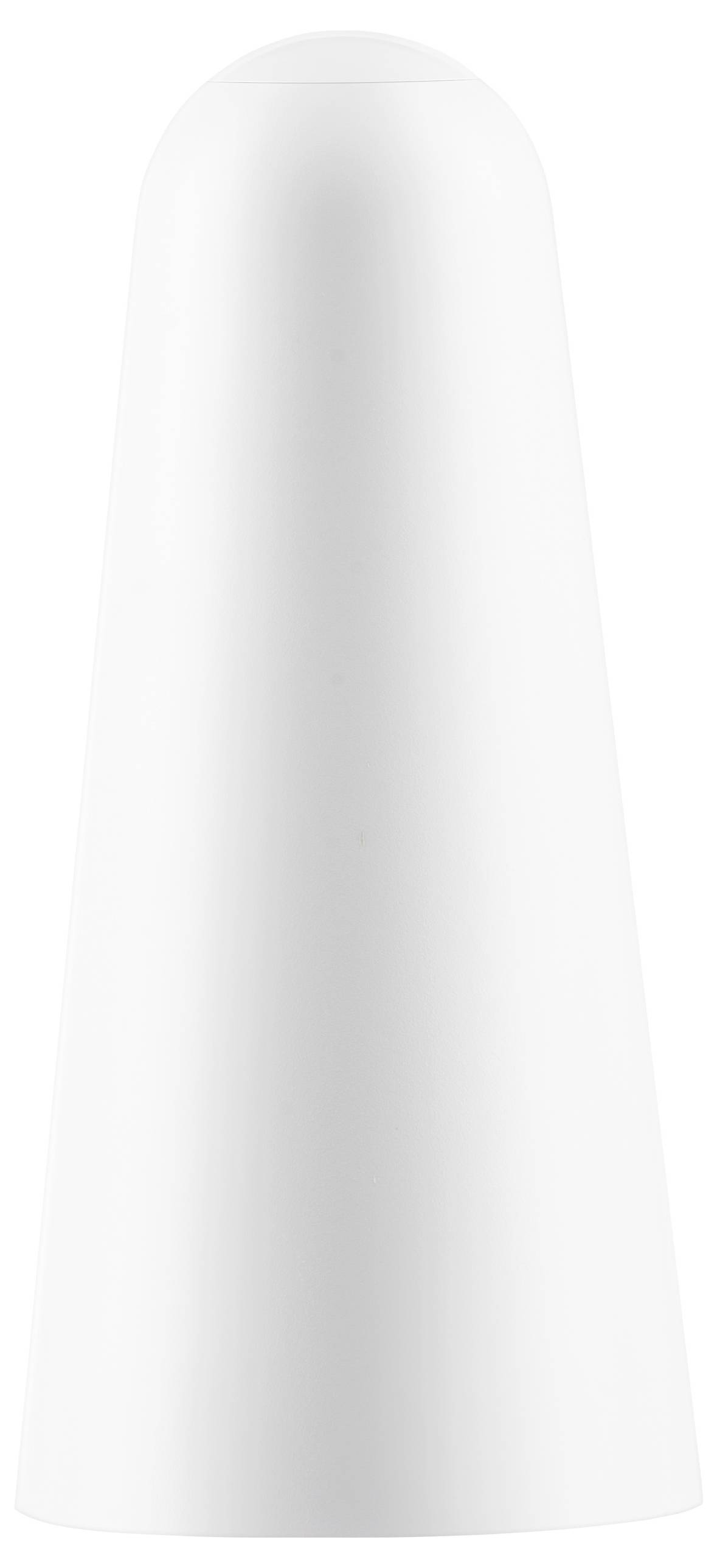 Objet blanc, conique, à surface lisse.