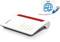 Un routeur blanc avec des éléments rouges, étiqueté 'FRITZ!Box'. En arrière-plan, un symbole de connexion Internet (WAN) avec une prise.