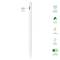 Un stylet blanc avec option de charge rapide USB-C, fixation magnétique, sensibilité à l'inclinaison, rejet de la paume et mode économie d'énergie. Comprend un embout supplémentaire.