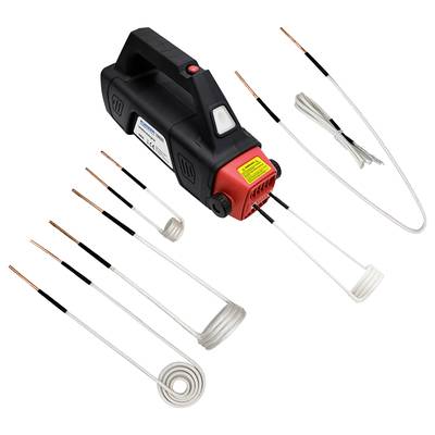 Un dispositif de chauffage par induction électrique avec plusieurs bobines de chauffage de formes et de tailles différentes. Adapté pour le chauffage précis de pièces métalliques.