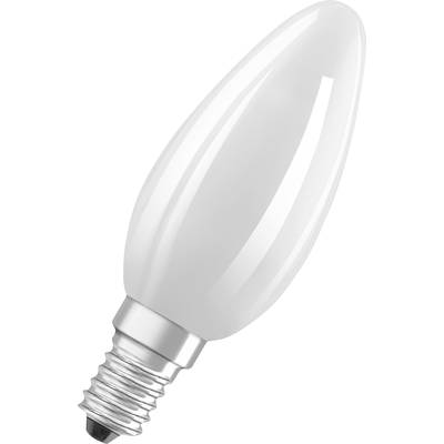 Une ampoule LED blanche en forme de bougie avec un culot à vis argenté est présentée.