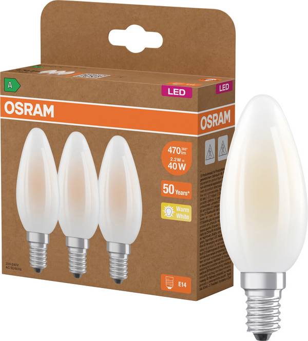 OSRAM HOMELIGHTING 4099854338694 LED CEE A (A - G) E14  2.2 W = 40 W blanc chaud (Ø x H) 35 mm x 35 mm  3 pc(s)