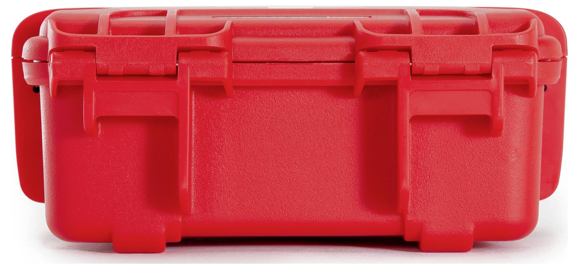 Boîte en plastique rigide et robuste avec des fermetures ; adaptée au stockage sécurisé ou au transport d'objets fragiles.