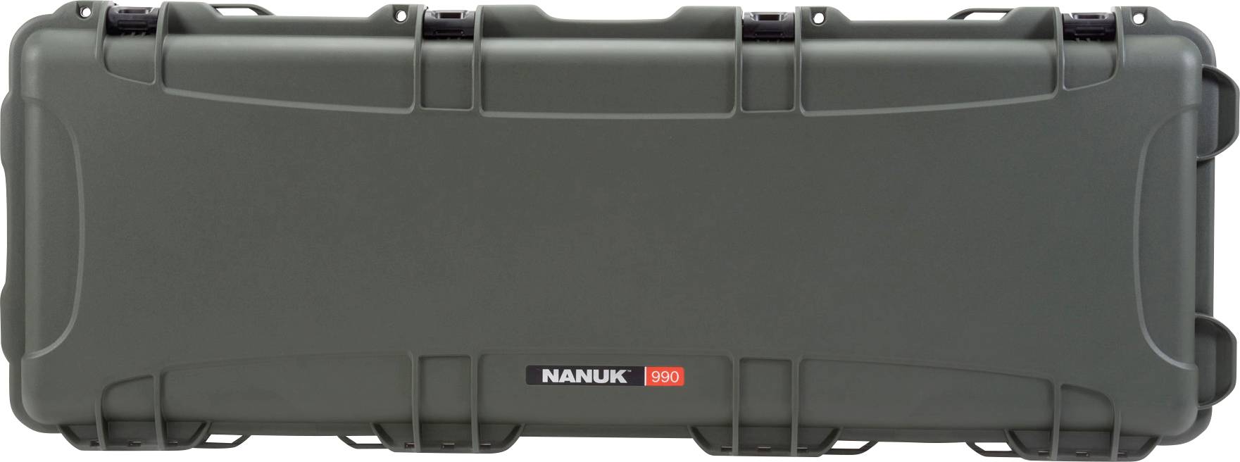 Valise rigide verte de la marque 'Nanuk 990', forme rectangulaire, protection robuste pour équipement ou transport.