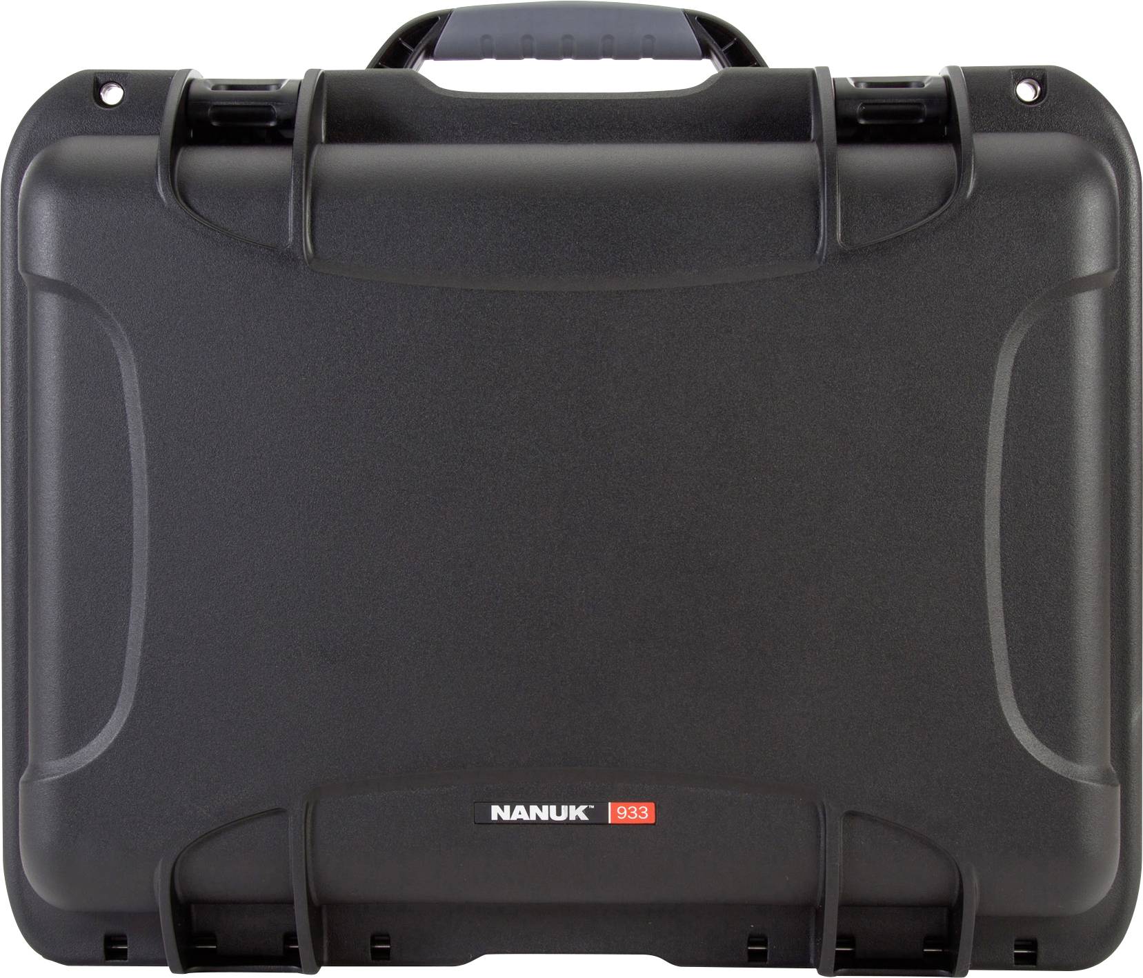 Valise rigide noire avec poignée de transport et l'inscription 'Nanuk 933' sur l'avant.