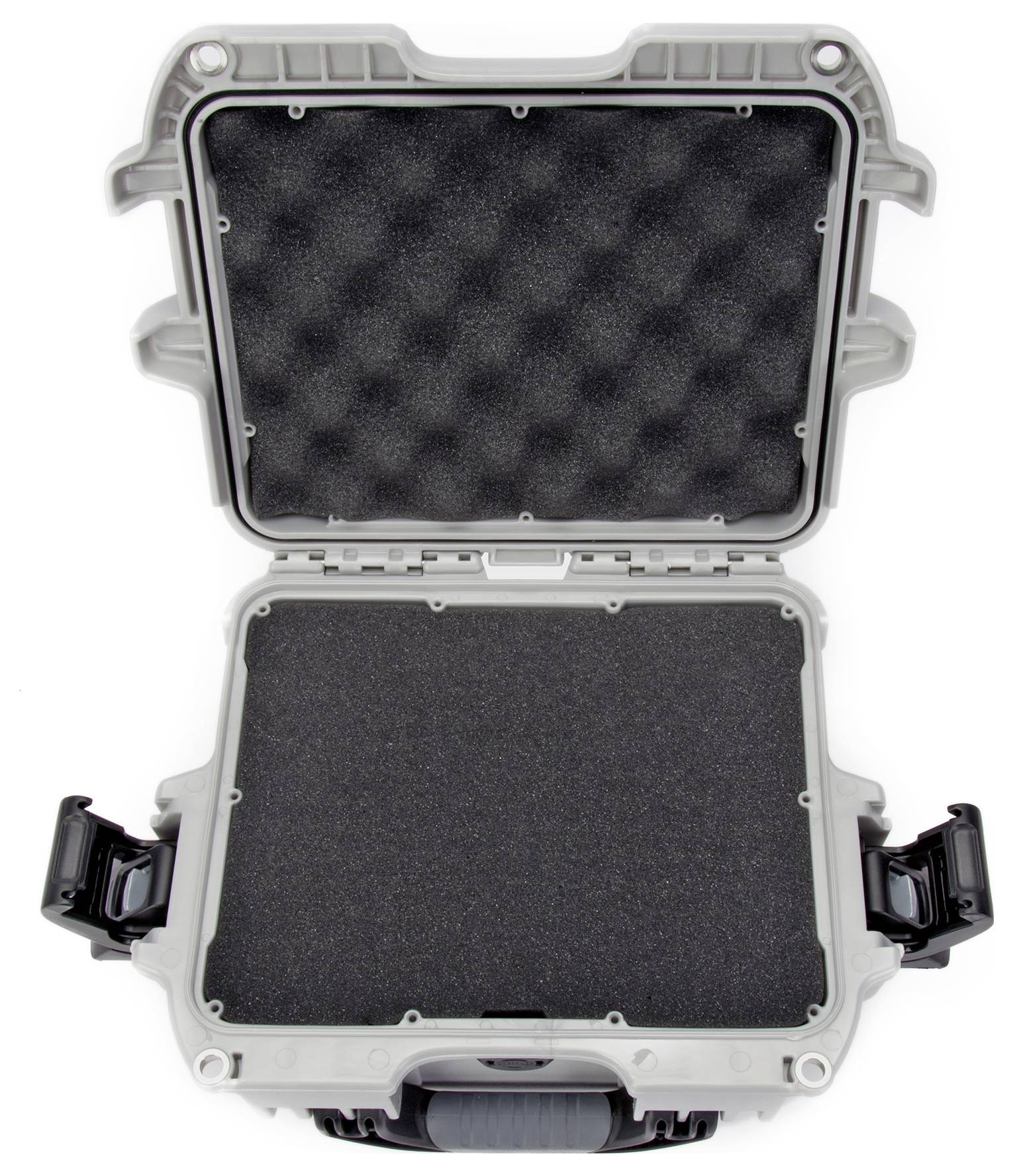 Valise ouverte avec rembourrage en mousse à l'intérieur, adaptée au transport en toute sécurité d'objets fragiles.