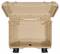 Une valise rigide beige ouverte, vide, avec des fermoirs robustes, adaptée au transport sécurisé d'objets fragiles.
