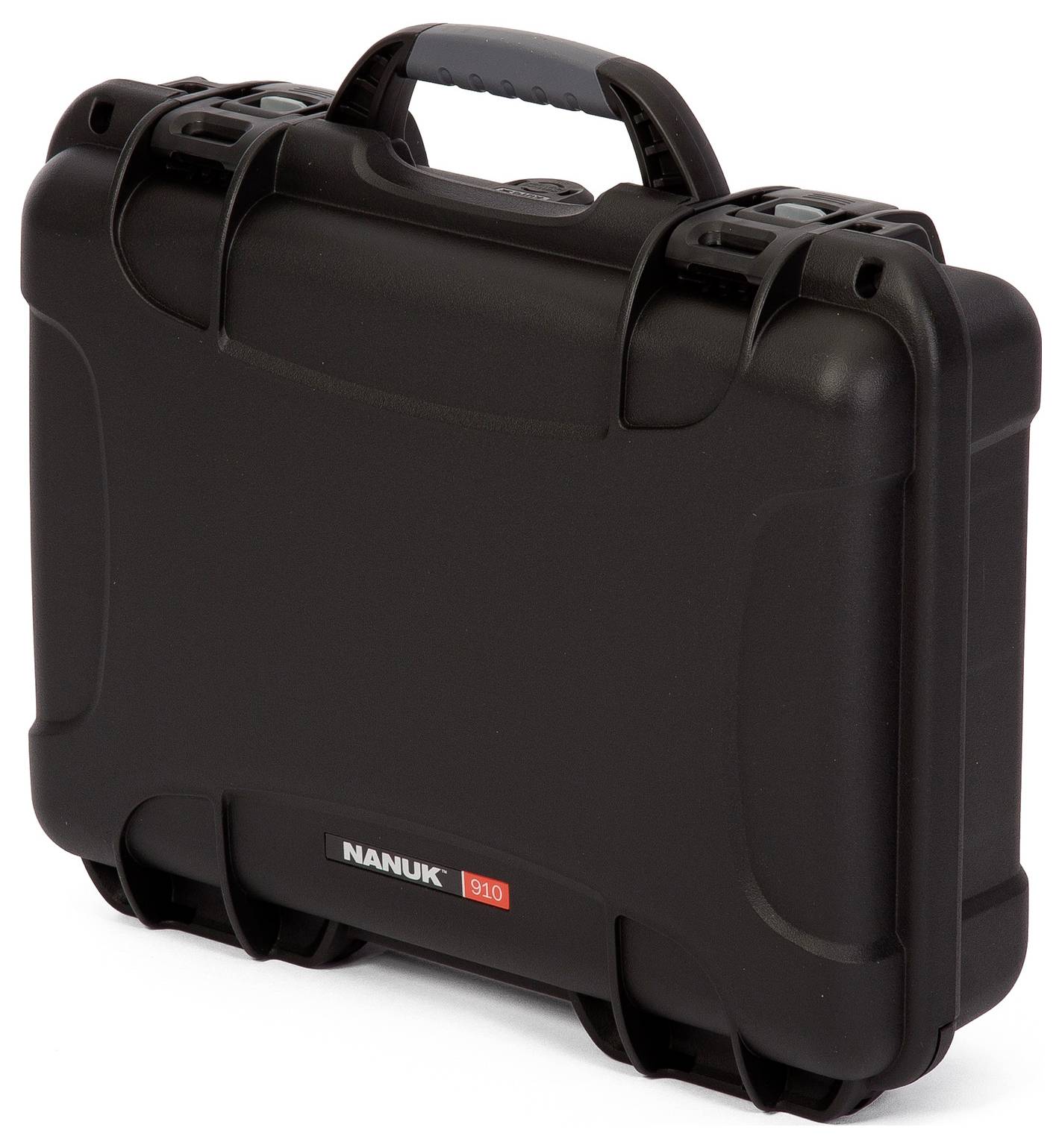 Un étui de protection noir stable avec poignée de transport, adapté au transport et au stockage d'objets fragiles.