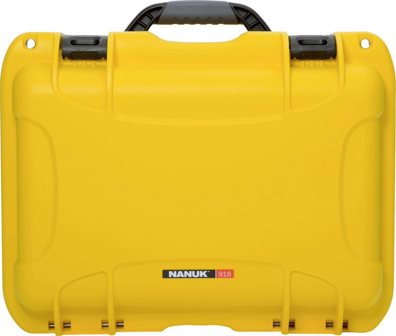 Un coffret Nanuk jaune robuste avec une poignée noire, adapté pour le transport sécurisé d'équipements sensibles.