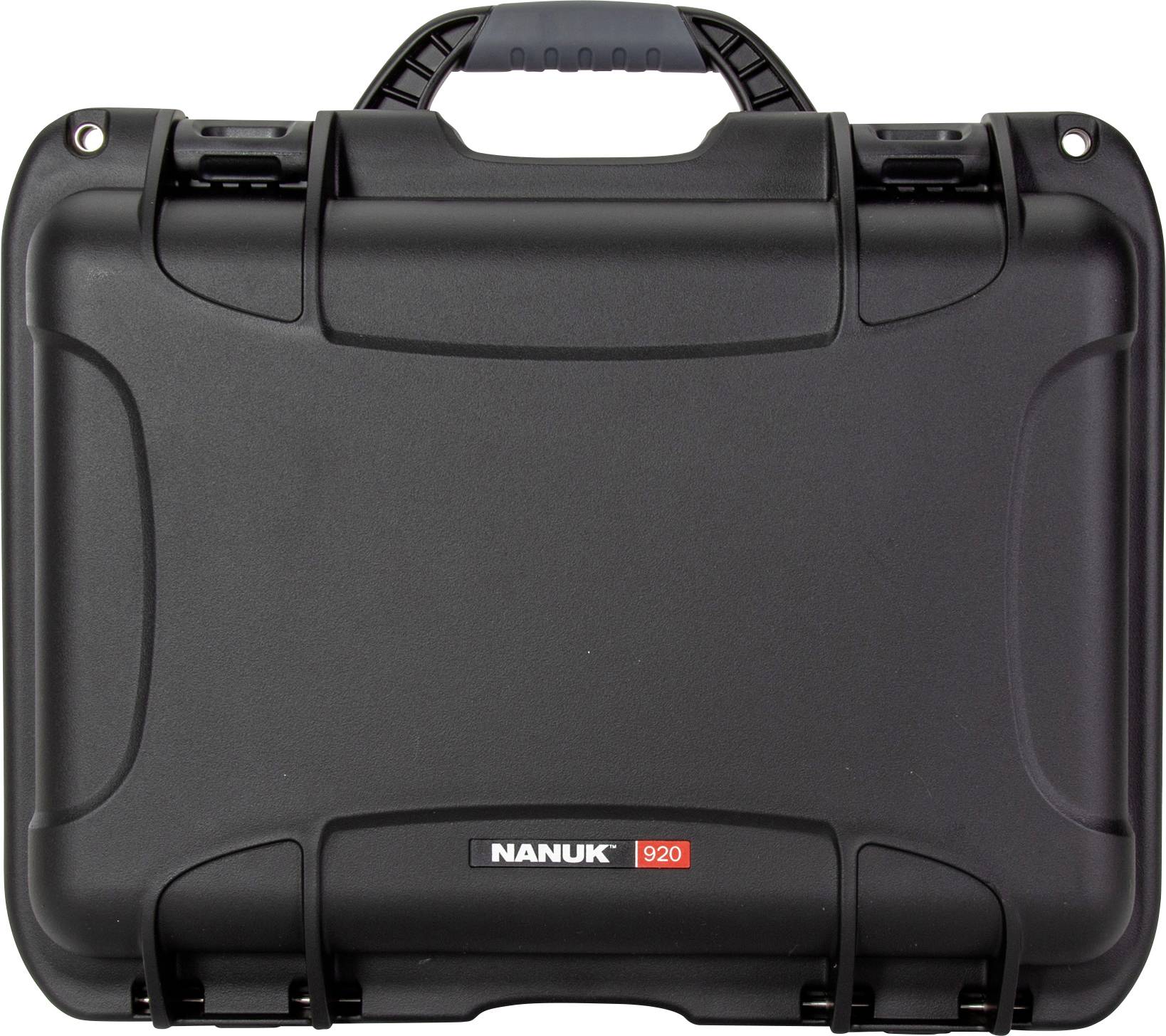 Valise de protection noire, robuste, avec poignée de transport et fermetures. Marque : Nanuk Modèle : 920.