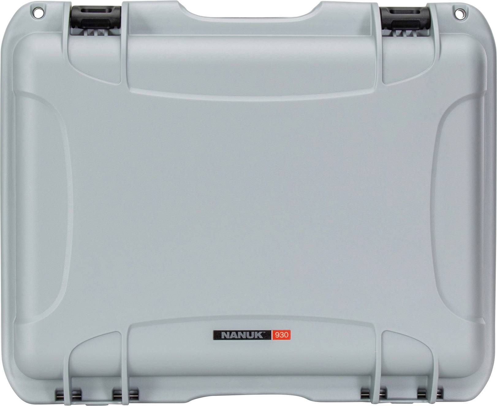 Une valise rigide grise de la marque Nanuk, modèle 930, dotée d'un mécanisme de fermeture robuste, idéale pour protéger l'équipement.