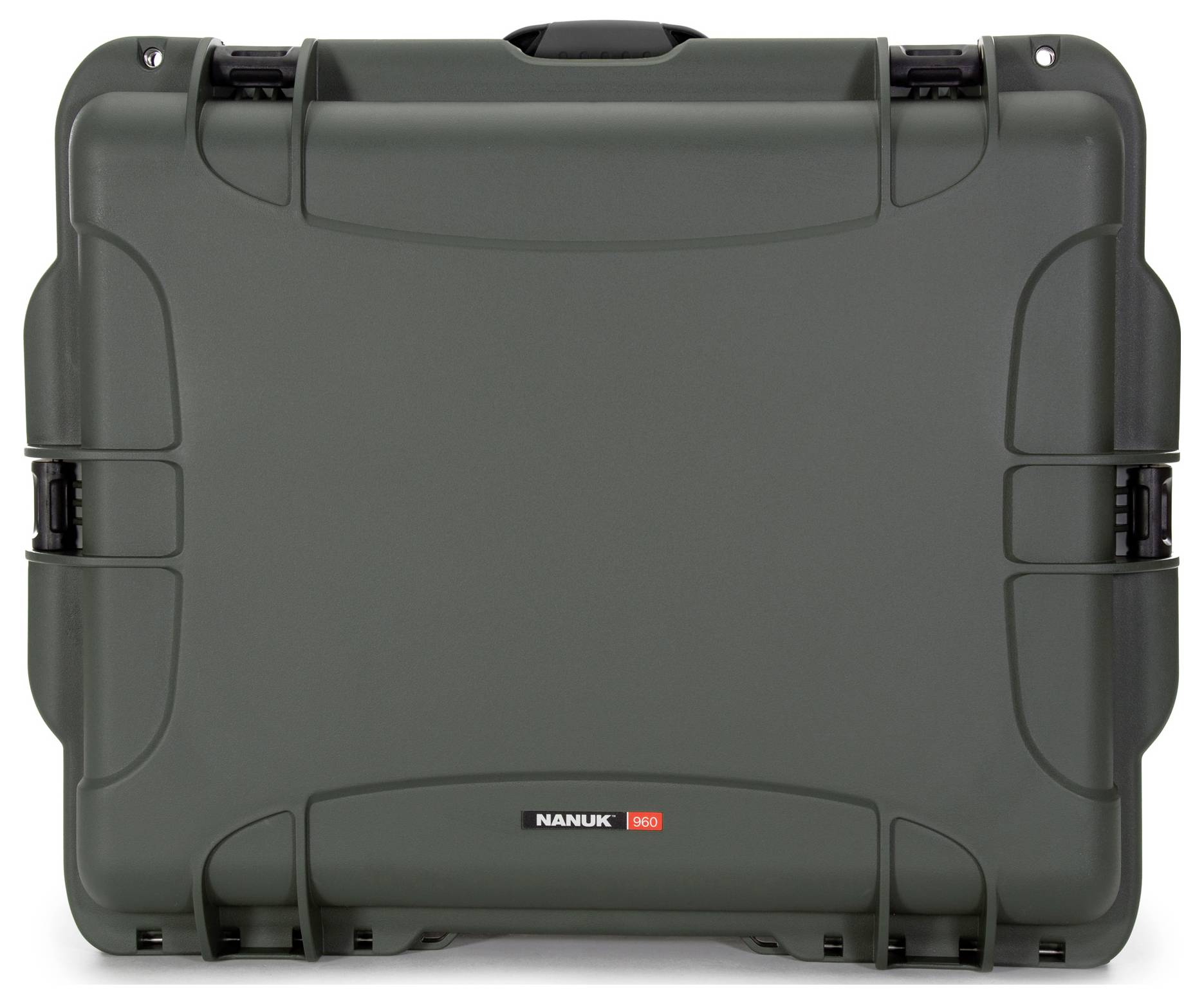 Mallette de protection robuste, vert foncé, avec une poignée solide et des fermetures sécurisées. Adaptée au transport en toute sécurité d'objets de valeur.