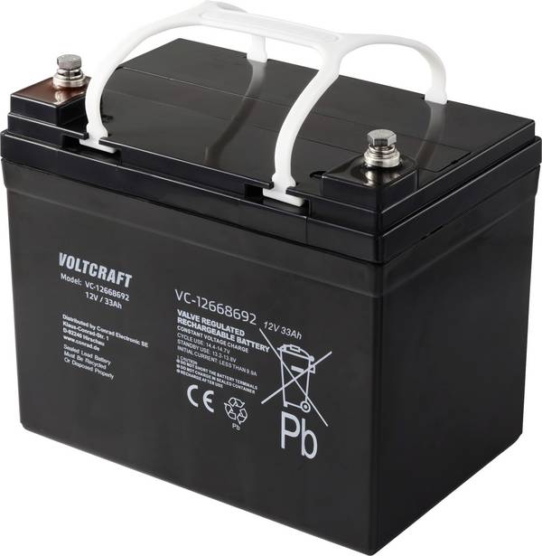 VOLTCRAFT VC-12668692 VC-16623010 Batterie au plomb 12 V 33 Ah plomb (AGM) (l x H x P) 195 x 155 x 130 mm  sans entretien, auto-décharge réduite