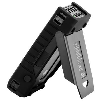 Cadenas pliable noir à combinaison avec quatre cadrans numérotés, montré en position partiellement ouvert sur un fond blanc.