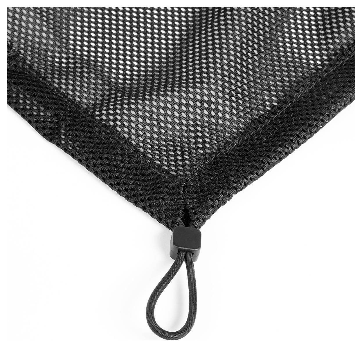 Filet noir avec une boucle élastique à un coin, peut être utilisé pour fixer ou fermer.