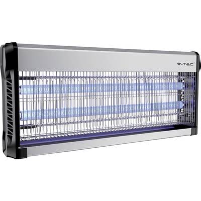 Destructeur électrique d'insectes avec grille métallique et lampes UV bleues, utilisé pour contrôler les insectes volants à l'intérieur.
