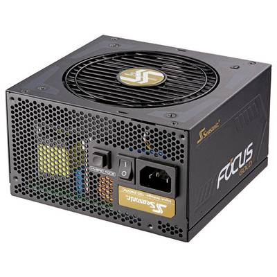 Bloc d'alimentation PC Seasonic FOCUS Gold noir avec ventilateur et connecteurs pour câbles d'alimentation, adapté aux boîtiers d'ordinateur.