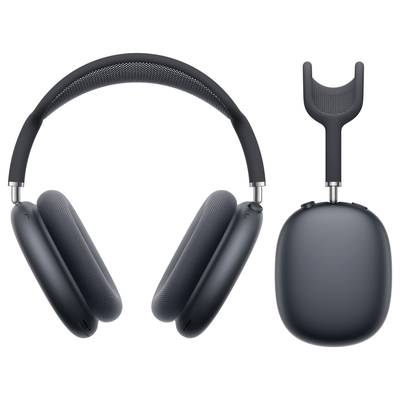 Casque audio noir supra-auriculaire avec design pliable et étui de transport assorti. Idéal pour les amateurs de musique et les déplacements.
