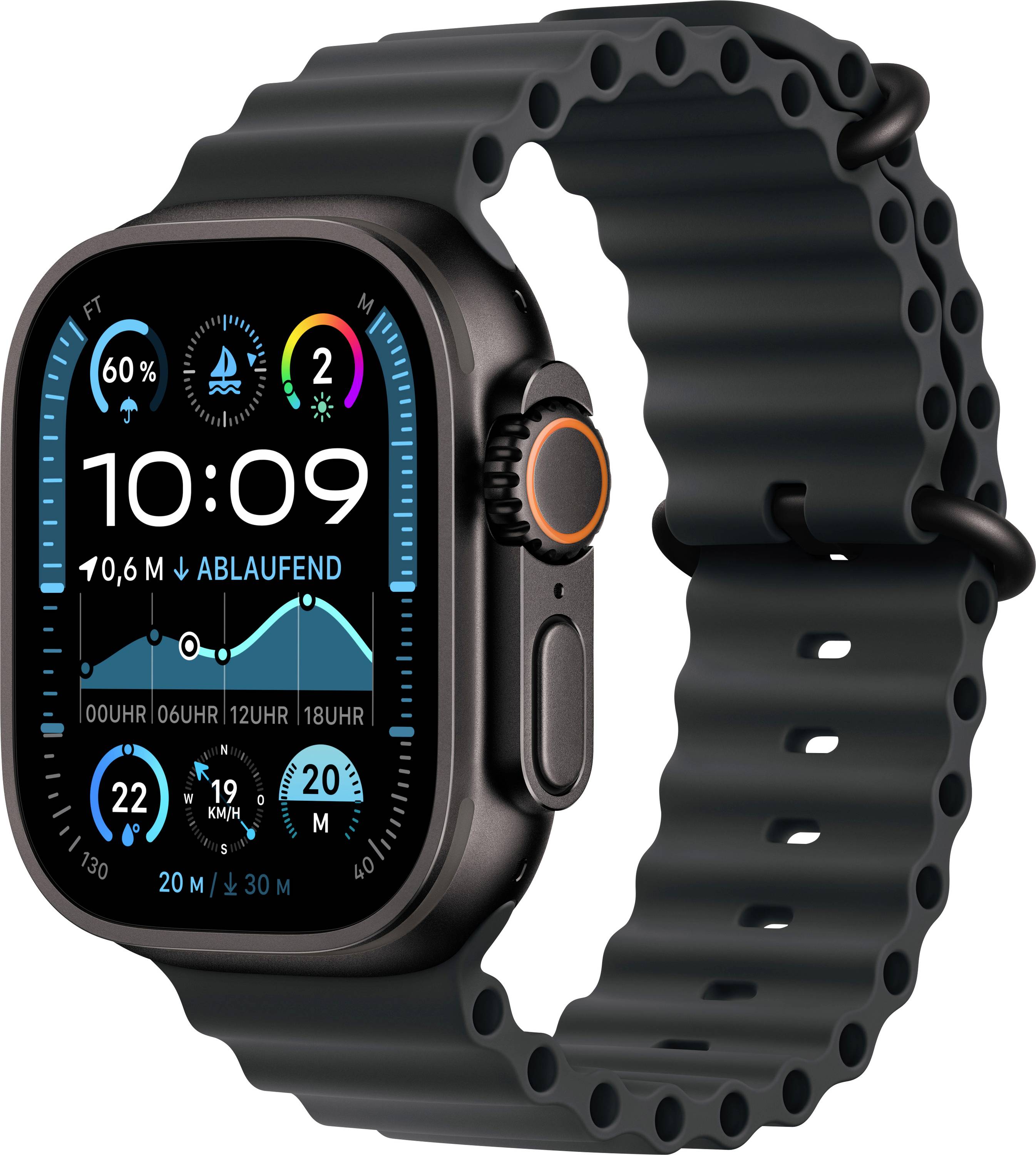 Apple Watch Ultra 2 (2024) 49 mm GPS + Cellular boîtier en titane Ocean Band noir