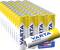 Batteries alcalines VARTA Energy en jaune et blanc, alignées, avec l'inscription « MADE IN GERMANY ». 48 pièces sont disposées en rangées serrées.