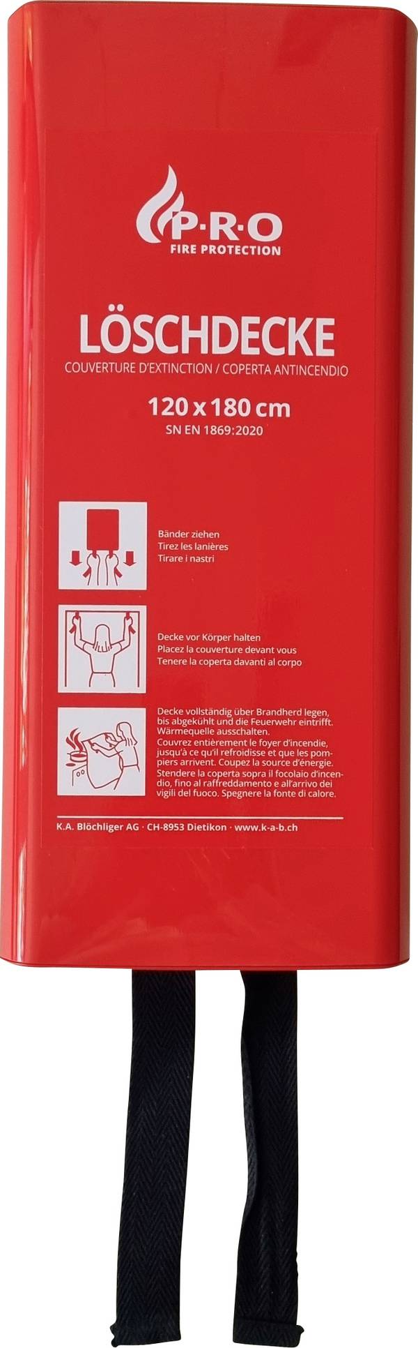 P.R.O.  PRO Löschdecke, rot  800.114  Couverture anti-feu  1800 mm x 1200 mm