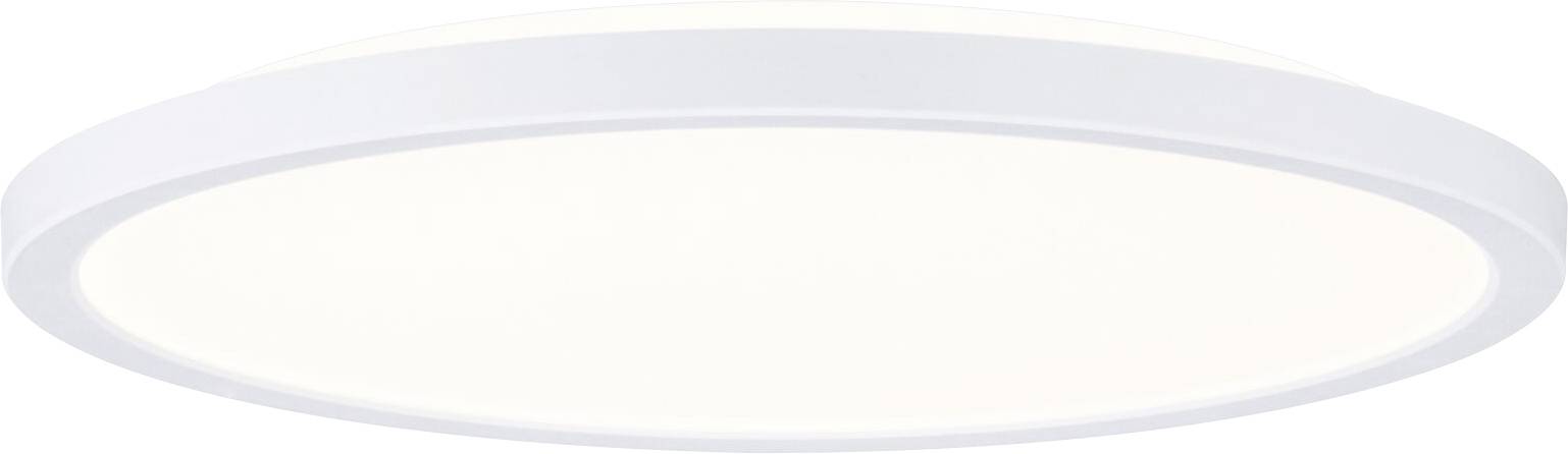 Plafonnier rond en métal blanc à surface diffusante pour une répartition uniforme de la lumière. Idéal pour l'éclairage d'une pièce.