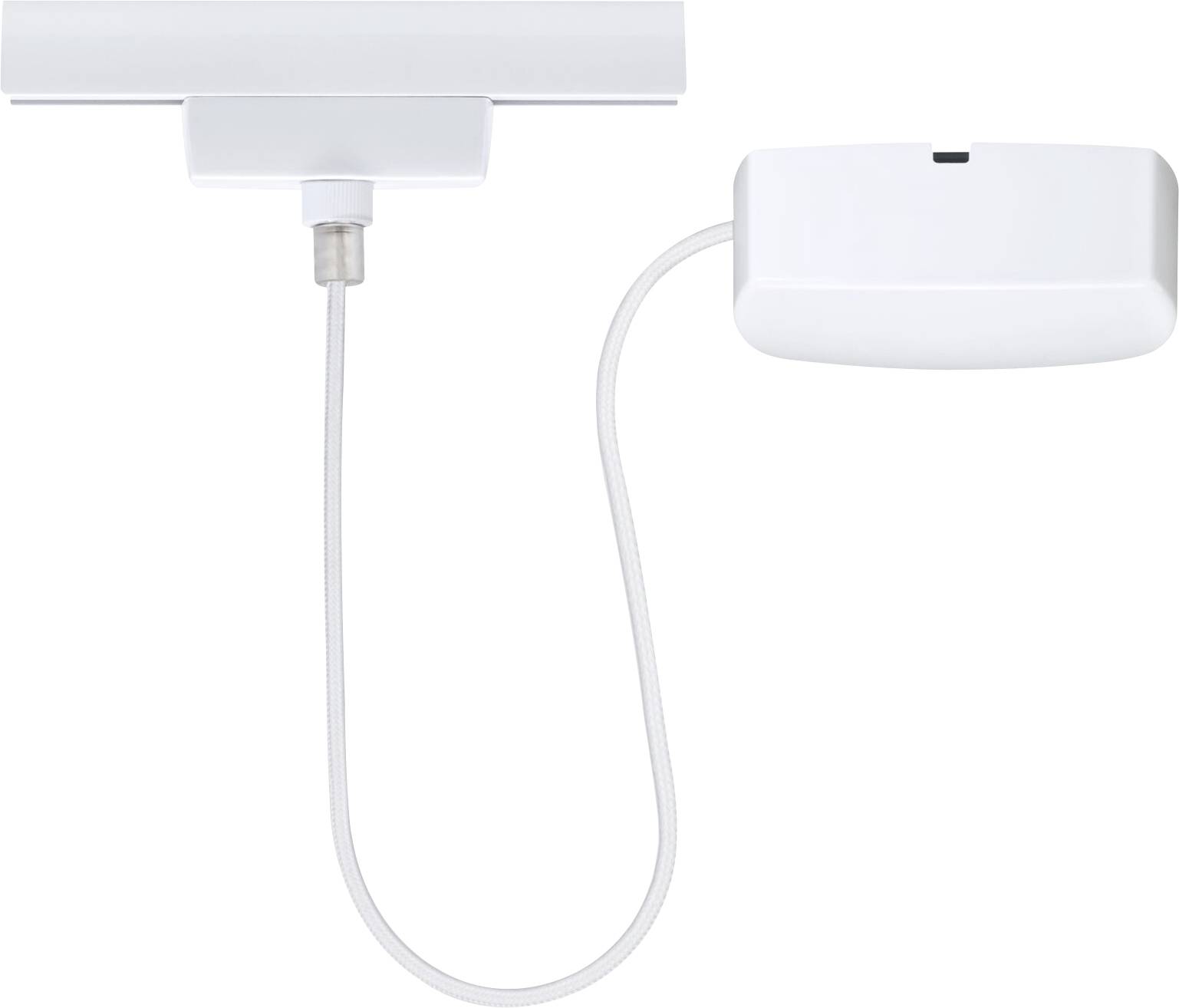 Un capteur électronique blanc avec un câble, probablement utilisé pour la surveillance de sécurité ou la détection, sur un fond blanc.