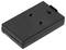 Une batterie lithium-ion noire, rectangulaire, avec des contacts sur un côté.