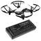 Un drone jouet blanc avec des hélices noires et une batterie de 1100mAh en dessous.