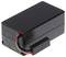 Une batterie noire rectangulaire avec un câble rouge et noir sur le côté, probablement destinée à un appareil électronique.