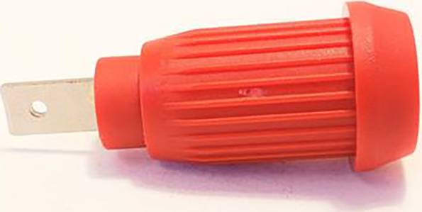 Manche de tournevis rouge, striée, avec lame en métal. Utilisé pour serrer ou desserrer des vis à fente.